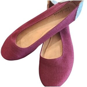 The Root‎ Collective Ballet Flats Burgundy Canvas Snake Print Accent Women 9